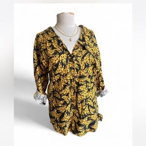 FARM Rio Banana Print Linen Romper in Yellow/Black - Size S